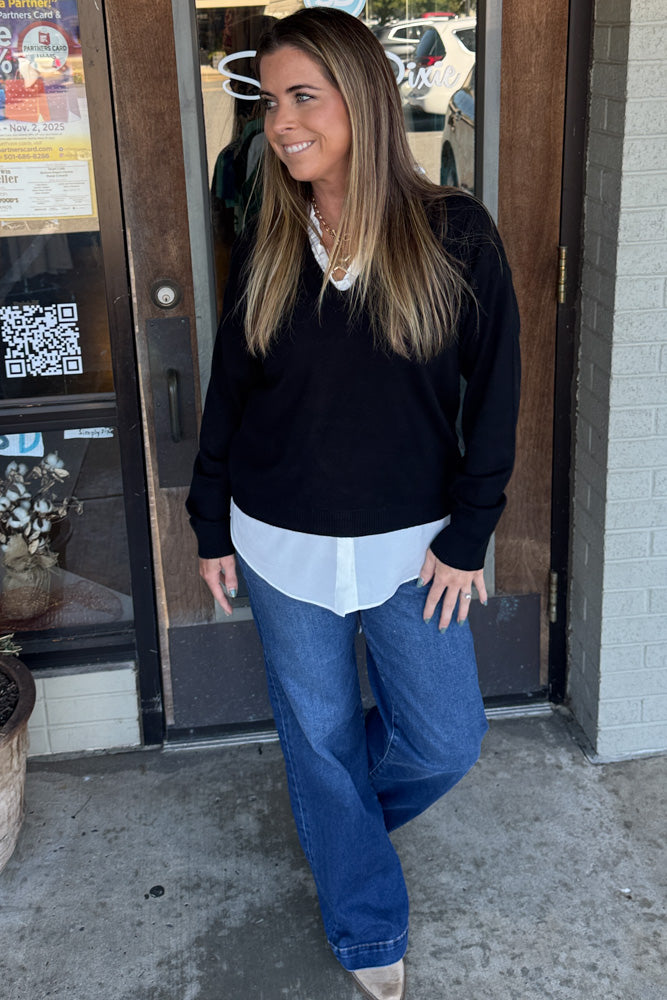 Pinch Brand Black Layered Sweater