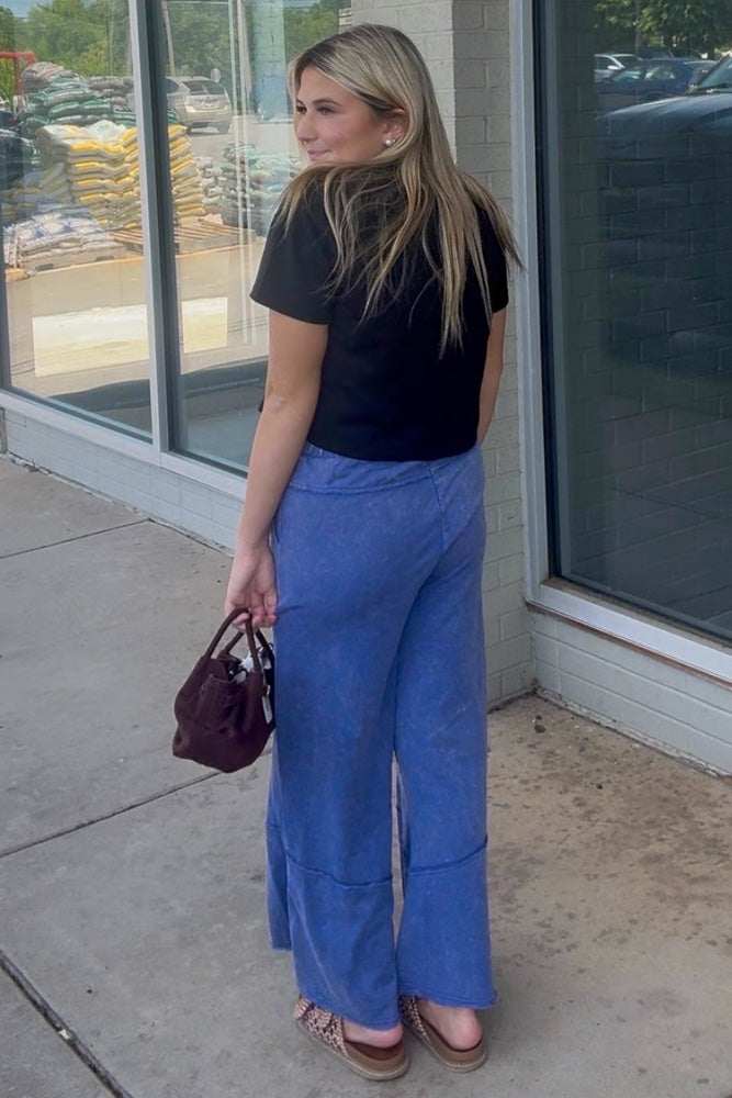 Exposed Seam Flare Hem Pants-Marlin