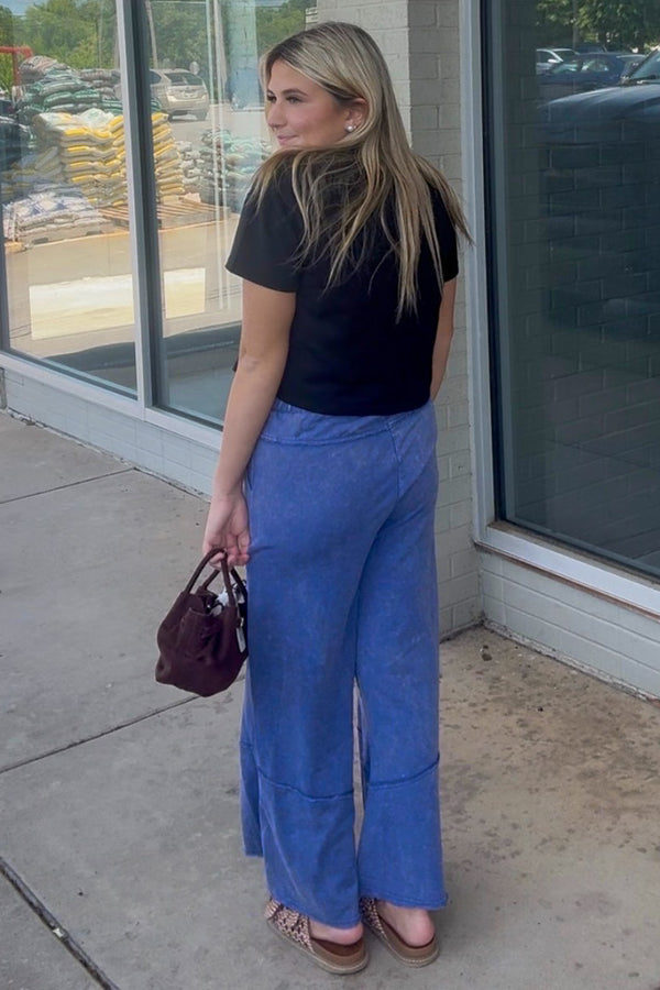 Exposed Seam Flare Hem Pants-Marlin