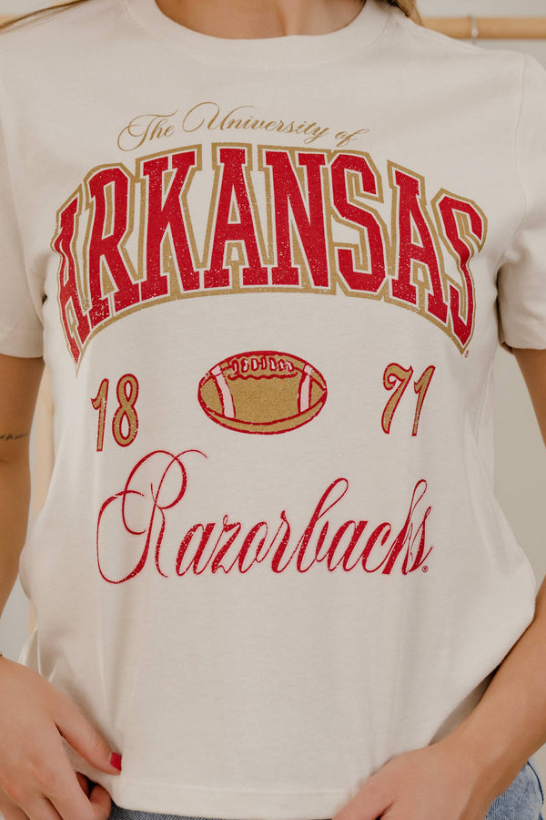 Arkansas Razorbacks Ellie Perfect Tee – LivyLu Off White