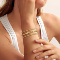 Cross Multilayer Ball Chain Bracelet - Gold