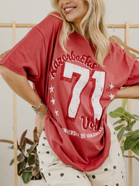 LivyLu - Arkansas Razorbacks Jersey Patch Cardinal Heavyweight Tee