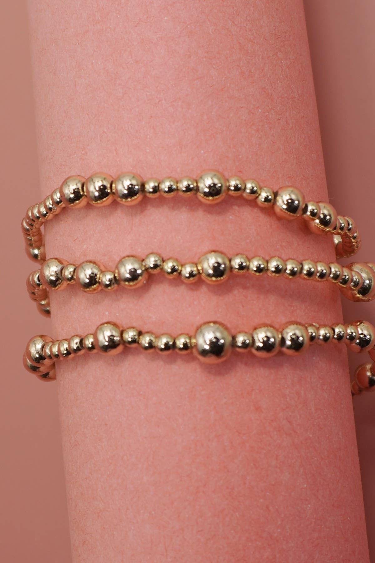 Bead Ball Stretch Bracelets Gold
