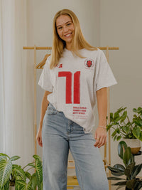 LivyLu - Arkansas Razorbacks Crest Stamp Ash Gray Thrifted Tee