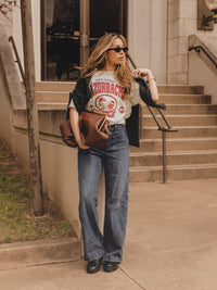 LivyLu - Arkansas Razorbacks Gridiron Football Off White Thrifted Tee