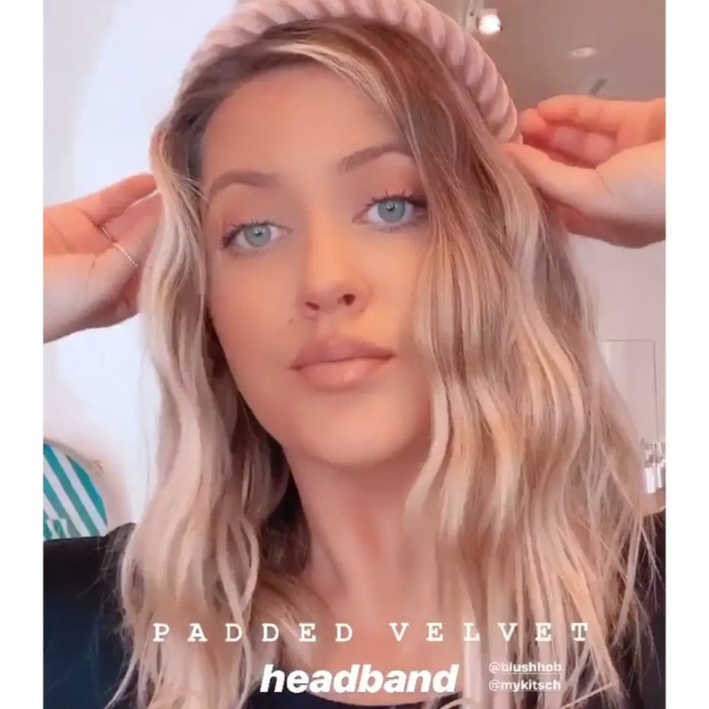 Kitsch-Padded Velvet Headband-Blush