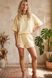 Polka Dot Scuba Top and Shorts Set-Cream/Black