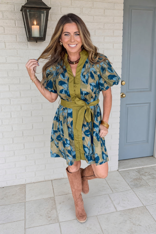 Entro Blue and Green Floral Dress