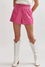 Hot Pink Entro Leather Shorts