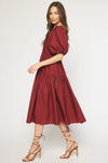 Fortunate As You Midi Dress-Burgundy