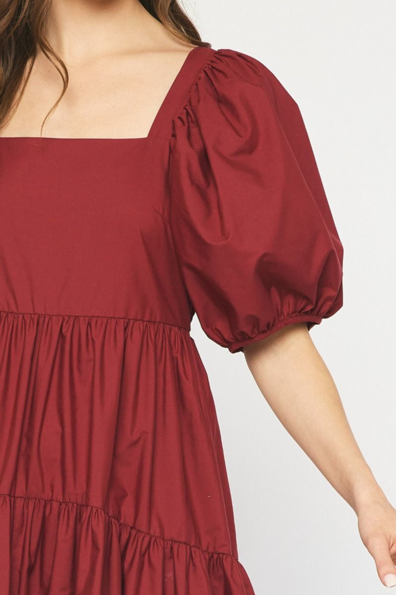 Fortunate As You Midi Dress-Burgundy