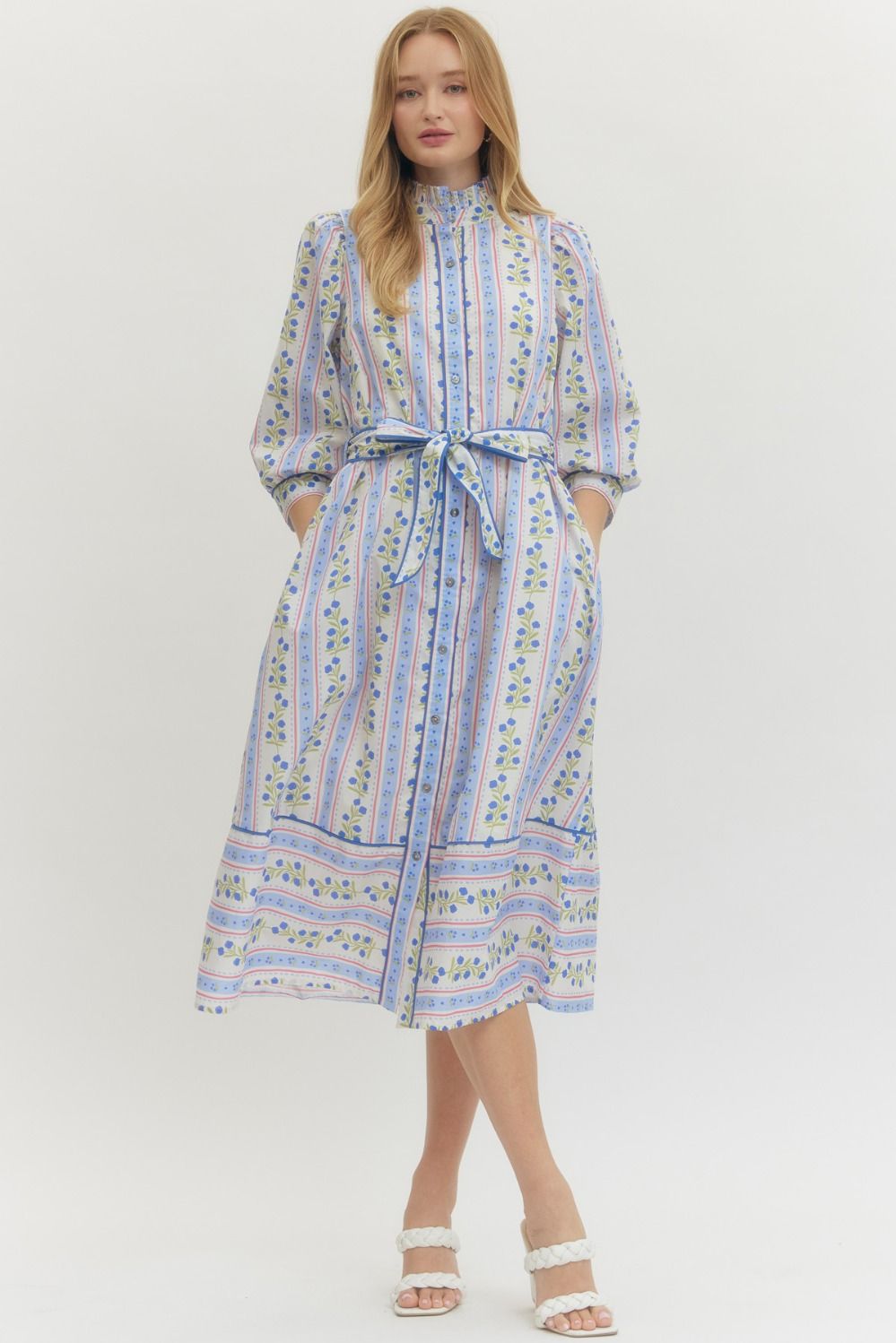 Storybook Charm Midi Dress-Blue