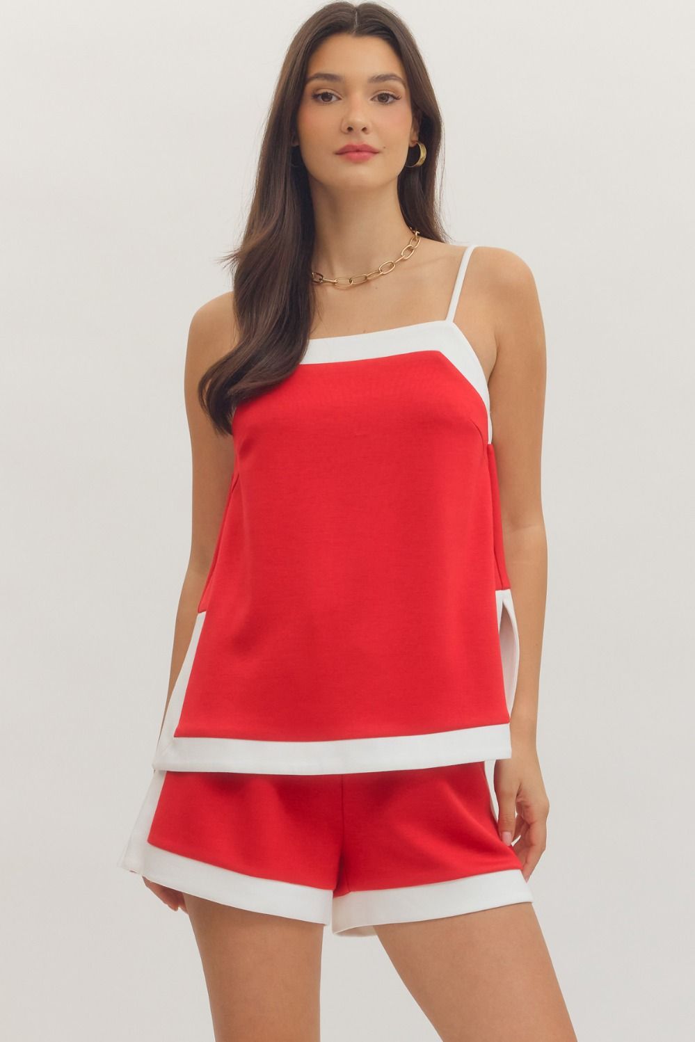 She's Patriotic Shorts Set-Red