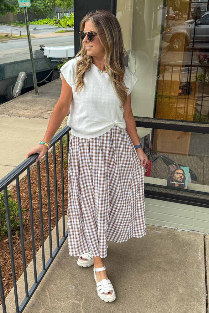 Gingham Layered Dress with Sweater