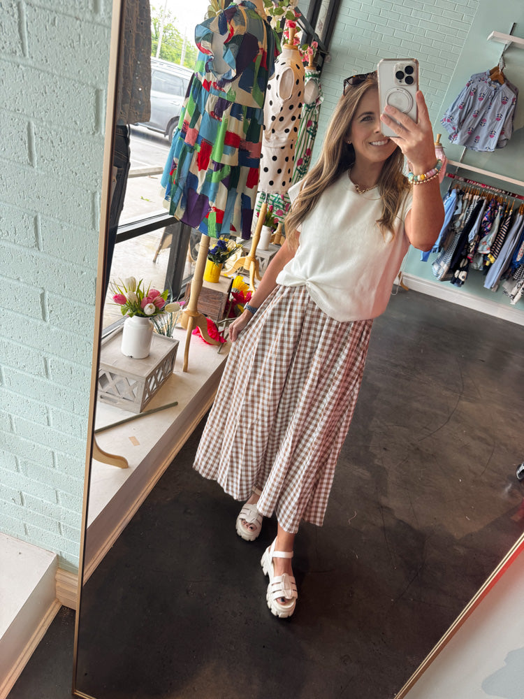 Gingham Layered Dress with Sweater mirror shot