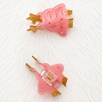 PASTEL PINK GEMSTONE CHRISTMAS TREE HAIR CLAW CLIP