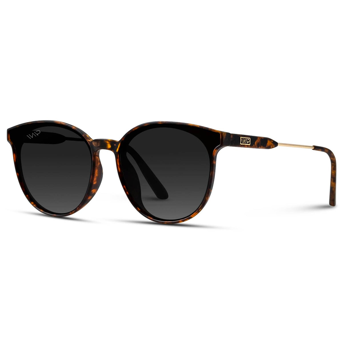 WMP Eyewear - Aubrie  - Women's Round Fashion Sunglasses: Tortoise Frame/Black Gradient Lens