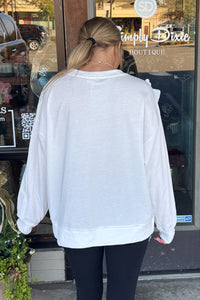 Holly Jolly Christmas French Terry Pullover-Off White