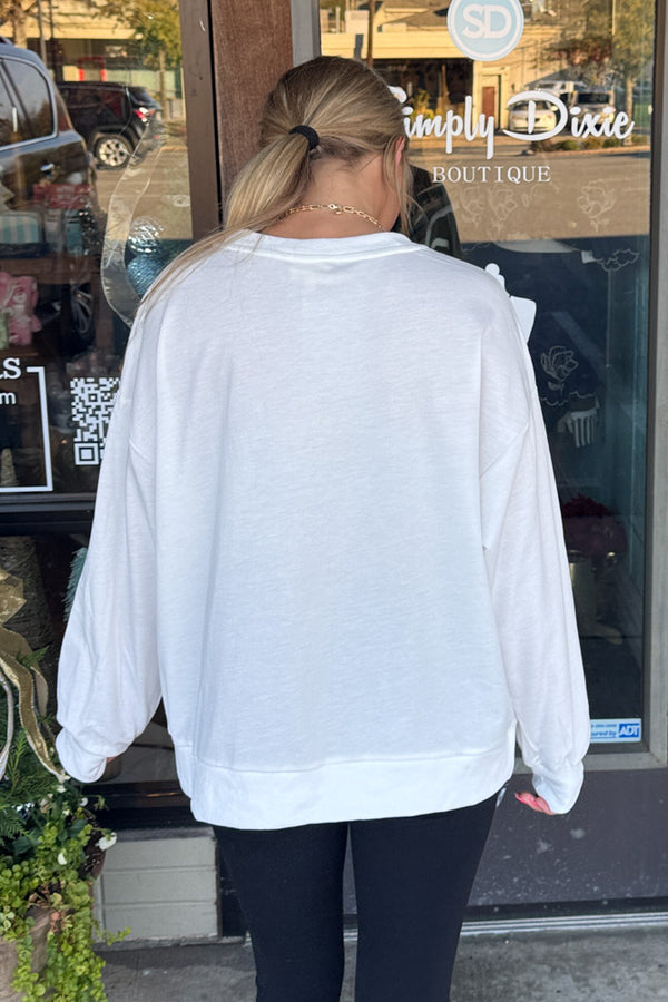 Holly Jolly Christmas French Terry Pullover-Off White