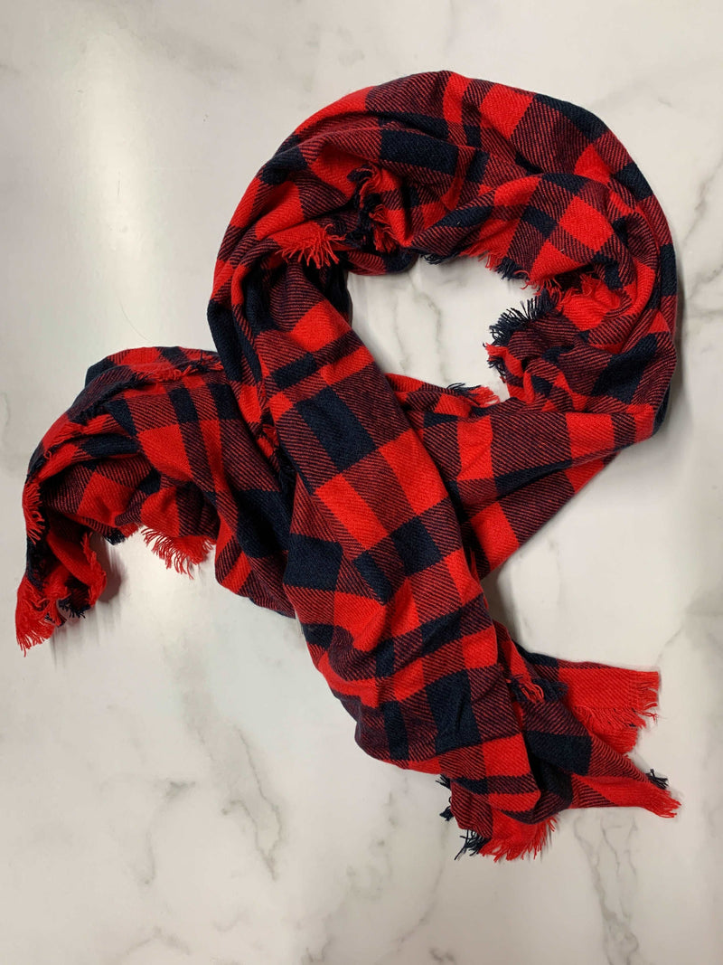 SALE-Blanket Scarf-Navy/Red