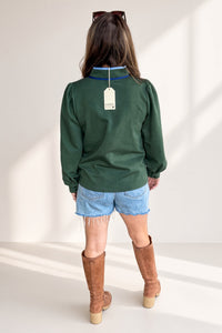 jodifl Hunter Green Half Zip Top back