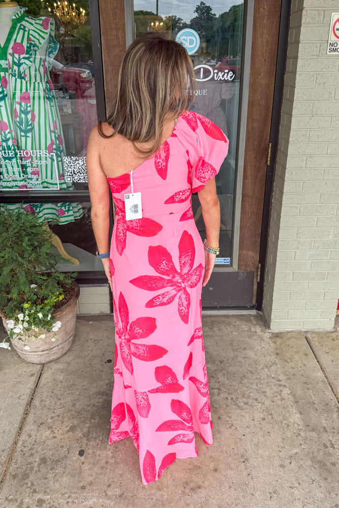 Pink Floral Maxi Dress Back