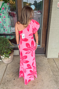 Pink Floral Maxi Dress Back