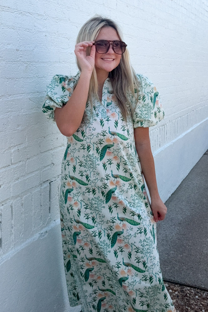 TCEC Peacock Print Maxi Dress