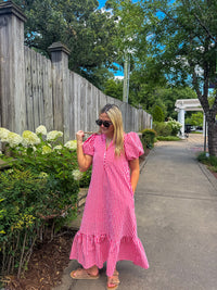 Red Gingham Midi Dress