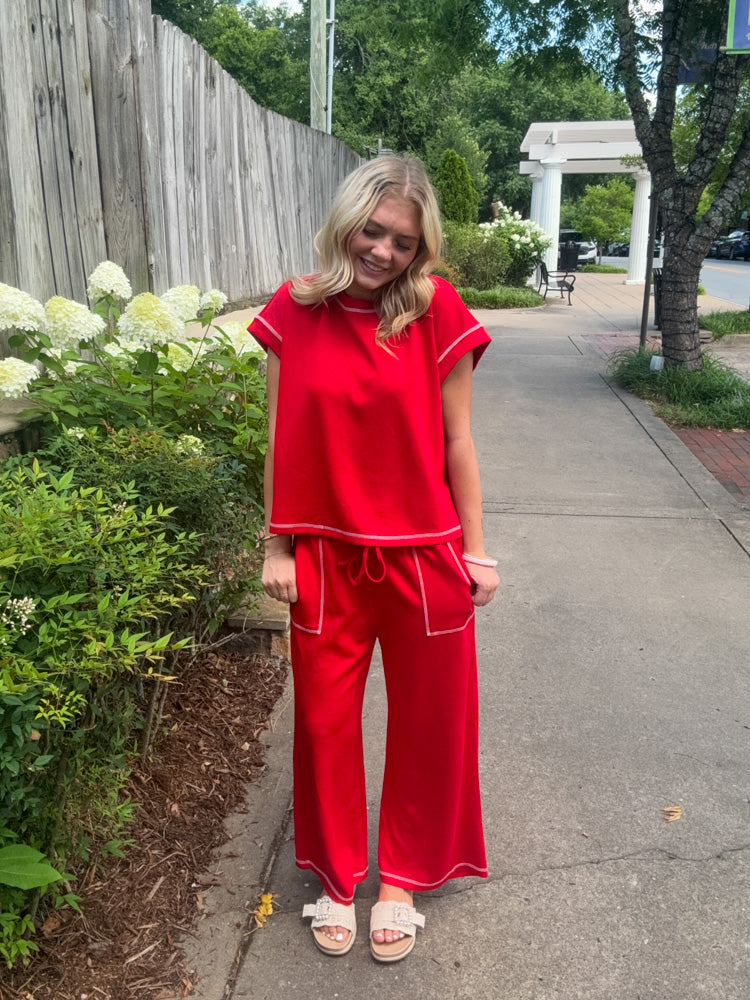 Red Scuba Set white trim