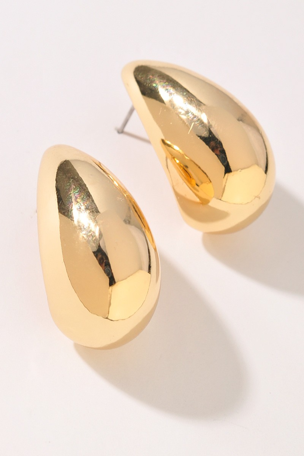 Teardrop Metal Earrings-Gold