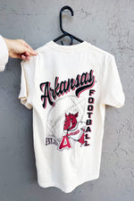 Southern Trend-Vertical Football Vintage Hog Shirt-Off White