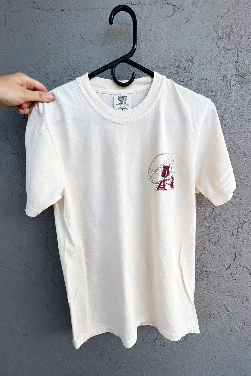 Southern Trend-Vertical Football Vintage Hog Shirt-Off White