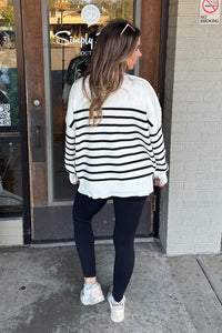 Exposed Seam Striped Oversized Sweater