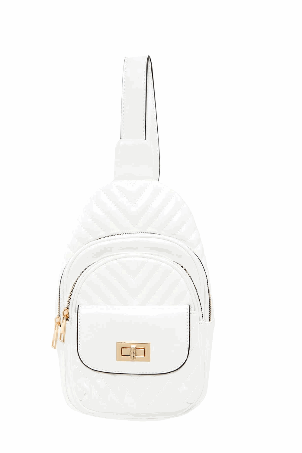 Chevron Quilted Sling Bag - White