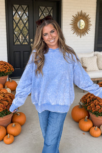 Zenana-Acid Washed Oversized Fleece Pullover