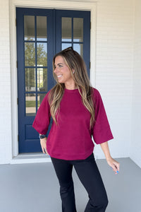 Zenana-Scuba 3/4 Sleeve Pullover