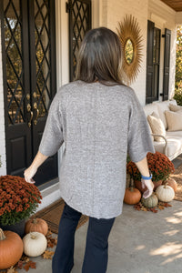 Zenana-Short Sleeve Oversized Sweater-Mocha