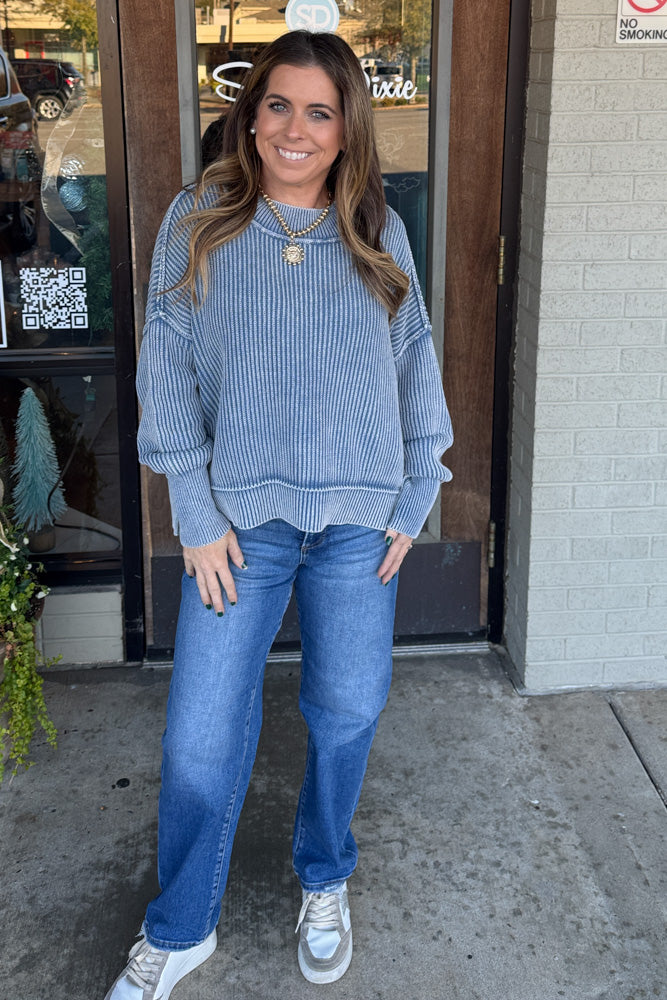 Zenana Washed Side Slit Oversized Cropped Sweater-Simply Dixie Zenana Washed Side Slit Oversized Cropped Sweater-Simply Dixie