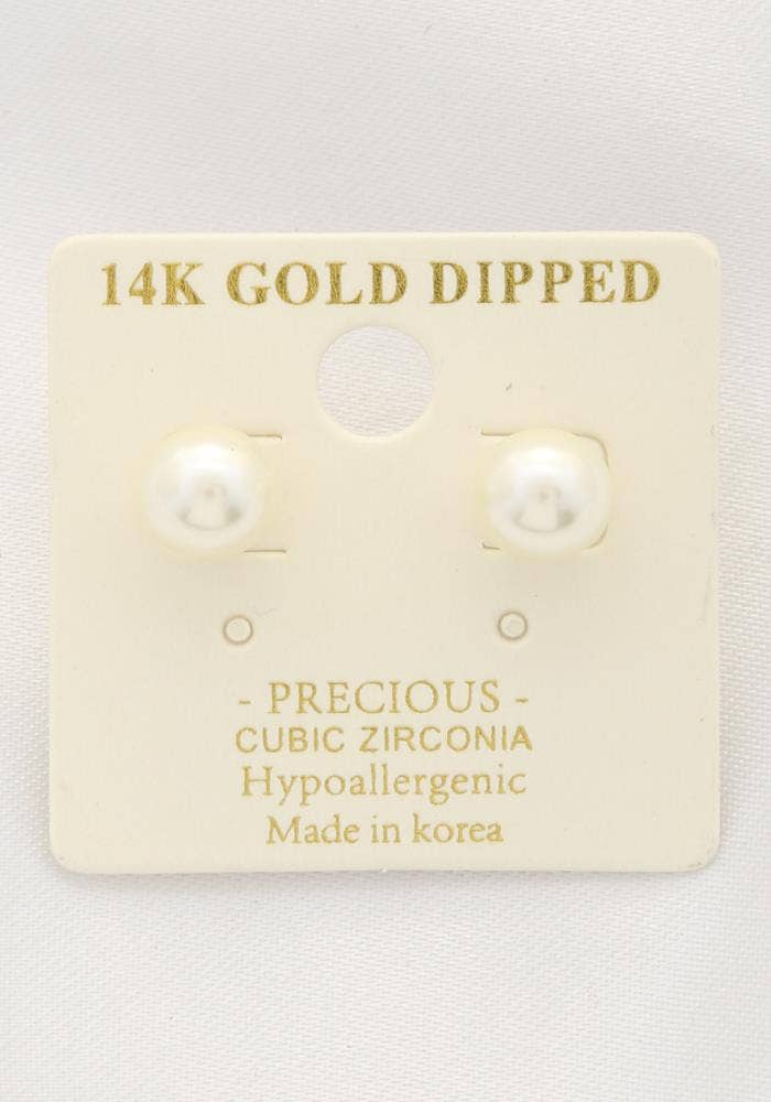 PEARL BEAD 14K GOLD DIPPED EARRING