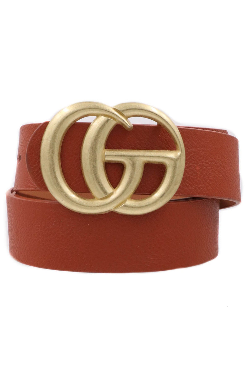 Double Metal Ring Buckle Belt-Brown