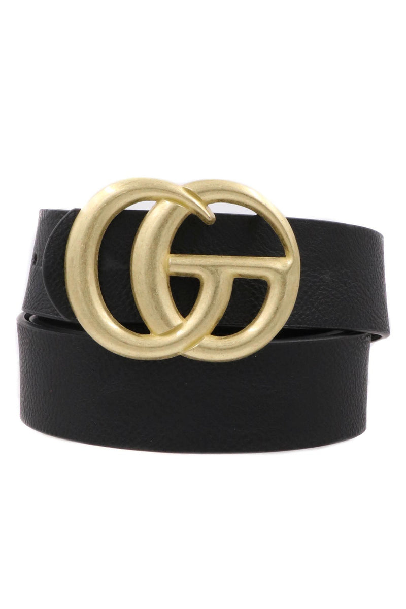 Double Metal Matte Ring Buckle Belt-Black