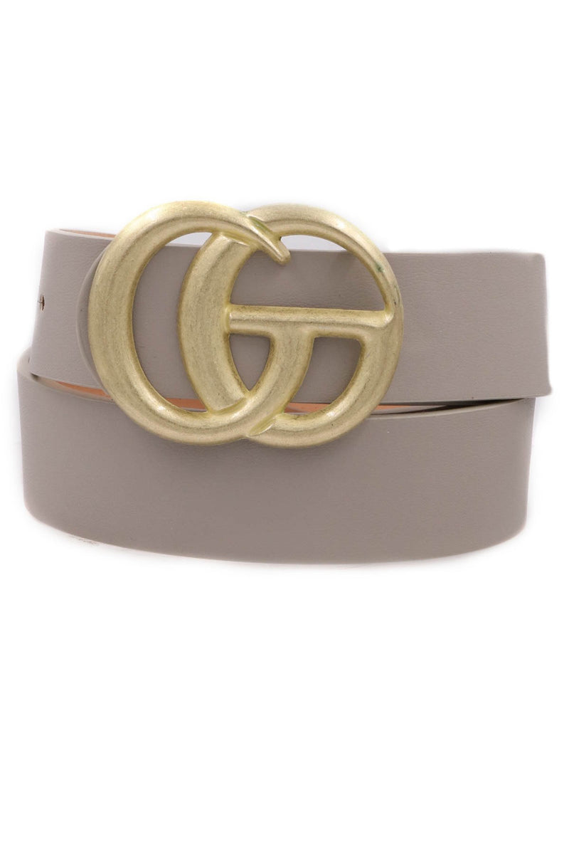 Double Metal Ring Buckle Belt-Grey