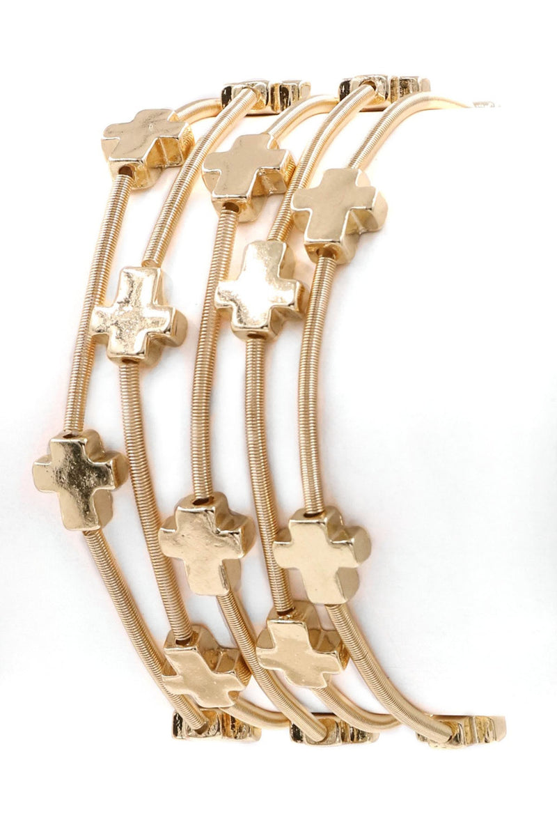Metal Cross Bracelet Set