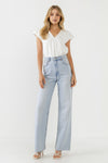 Knit Balloon Sleeve Top-White