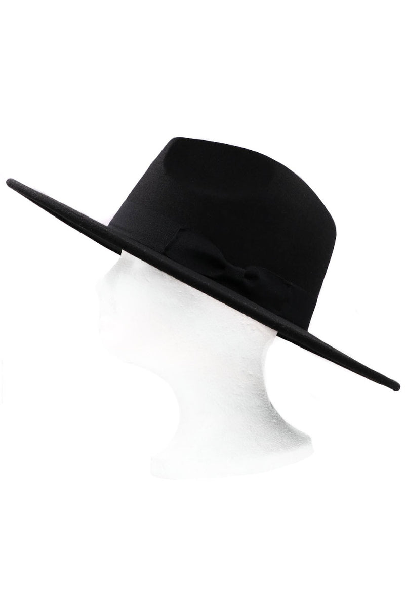 Bow Band Faux Wool Fedora Hat