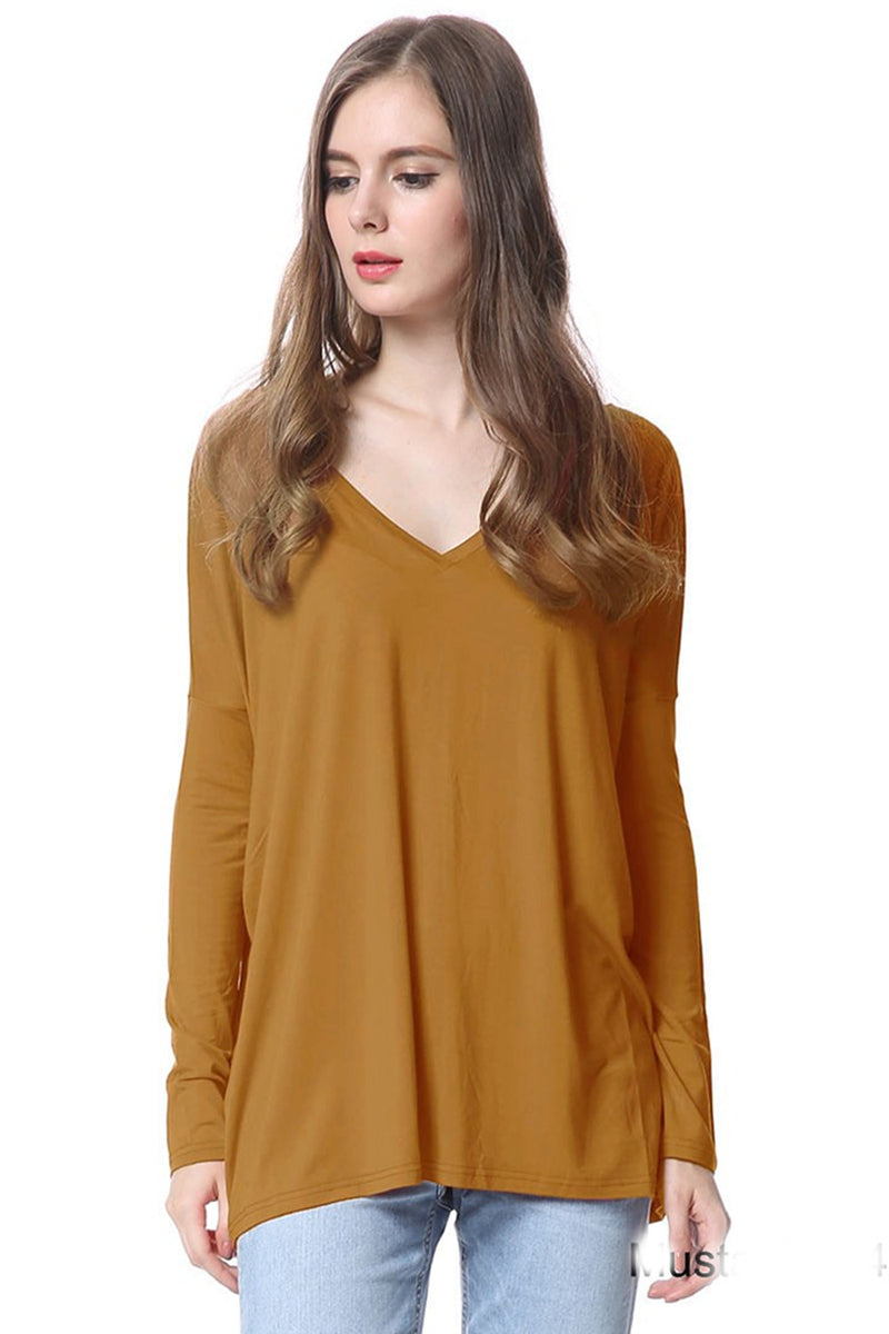The Perfect Piko V-Neck Top-Dark Mustard