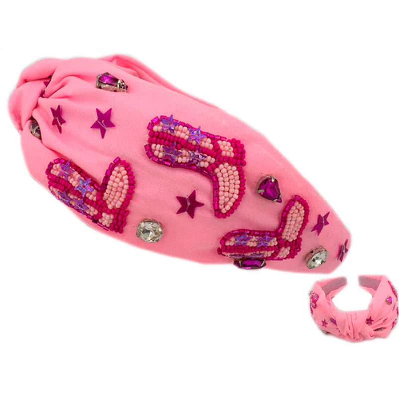 Cowgirl Boots Headband-Pink
