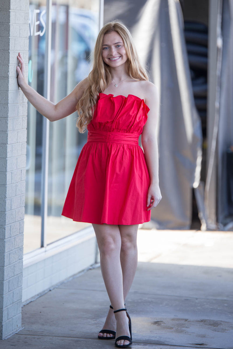 Day and Moon Red Poplin Dress