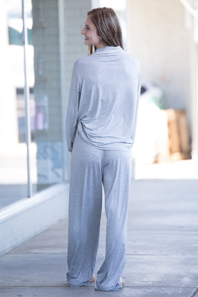 The Perfect Piko Pajama Set- Heather Grey